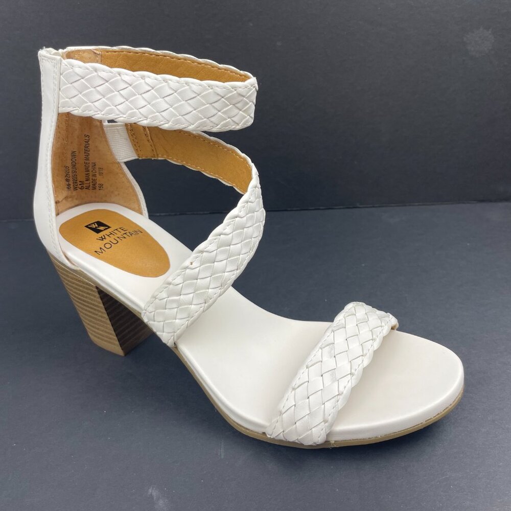White Mountain SUNDOWN Gladiator White Braided Stacked Heel Sandals Size 6 M - Picture 8 of 12